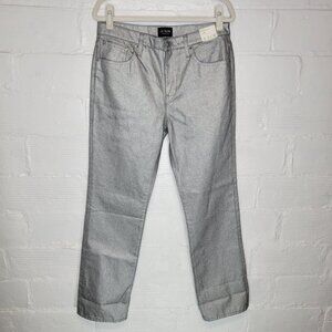 J. Crew Women's Size 29 Jeans Silver Sparkle Mid Rise Slouchy Straight